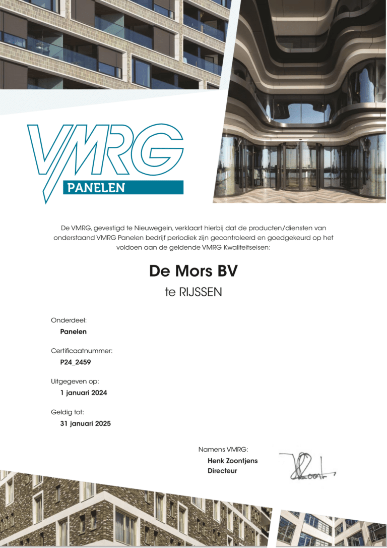 VMRG Panelen certificaat