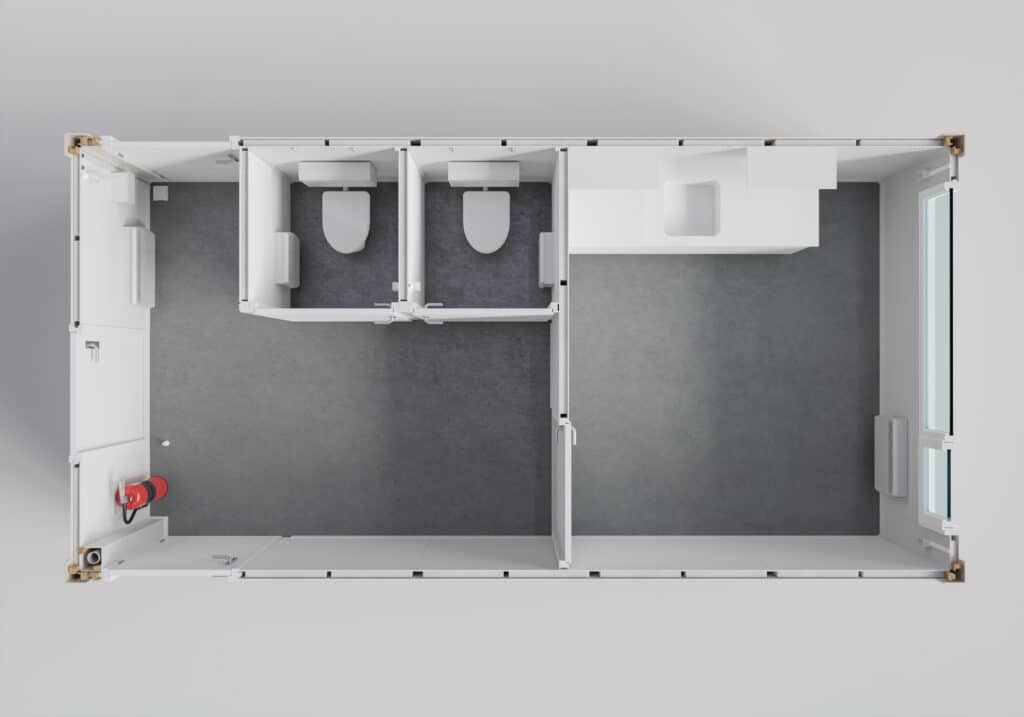Kantoorunit met dubbel toilet en keuken